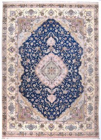 Tabriz Tappeto 400x290 Blu (Iran) Annodato A Mano