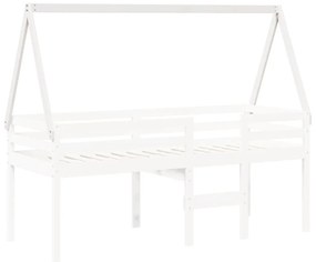 Tetto letto bambini bianco 199x80,5x88 cm legno massello pino