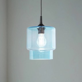 Argon Lampada a sospensione in vetro Nesto, blu marino, Ø 18 cm, E27