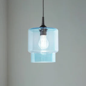 Argon Lampada a sospensione in vetro Nesto, blu navy, Ø 18 cm, E27