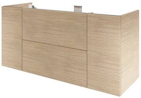 Mobile da bagno sospeso sotto lavabo L 135 x H 64 x P 48 cm rovere lucido, 2 cassetti, 2 ante SENSEA Neo Frame