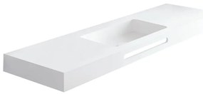 Lavabo sospeso rettangolare Zen L120 H 10 x P 46 cm in acrilico bianco