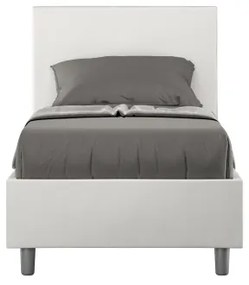 Letto singolo contenitore imbottito 80x200 similpelle bianco Adele