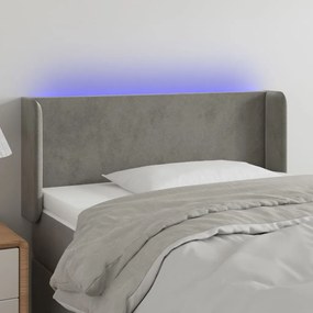 Testiera A Led Grigio Chiaro 83x16x78/88 Cm İn Velluto /