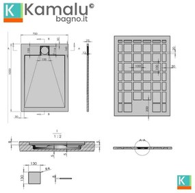Kamalu - piatto doccia in resina 70x100 effetto pietra | kr1000