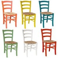 Set di 6 sedie in legno venezia arancio giallo turchese verde bianco rosso