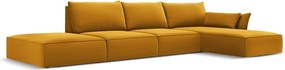 Divano angolare color senape (con penisola a destra/con chaise lounge) con rivestimento in velluto Vanda – Mazzini Sofas
