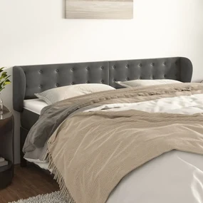 Testiera Ad Orecchio Grigio Scuro 183x23x78/88 Cm İn Velluto /