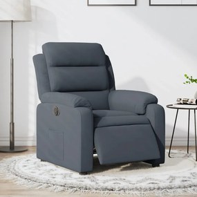 Poltrona Elettrica Reclinabile Grigio Scuro İn Vera Pelle /