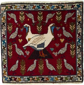 Shiraz Tappeto persiano 60 x 60 Rosso (Iran) Annodato A Mano