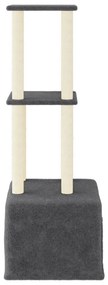 Albero per gatti con tiragraffi in sisal grigio scuro 133,5 cm