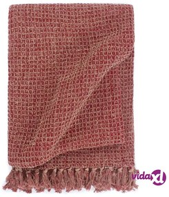 vidaXL Copriletto in Cotone 160x210 cm Rosso Borgogna