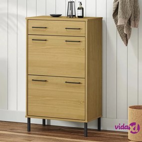 vidaXL Scarpiera con Gambe Metallo Marrone Legno Massello di Pino OSLO