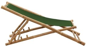 Sedia a Sdraio in Bambù e Tela Verde