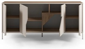 Cassettiera effetto rovere in colore crema-naturale 180x80x40 cm Lilou - Marckeric