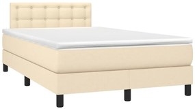 Letto a molle con materasso e led crema 120x190 cm in tessuto