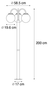 Lanterna nera con vetro trasparente 200 cm 3 luci IP44 - Sfera