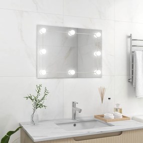 Specchio Parete Rettangolare Senza Cornice con Luci LED Vetro
