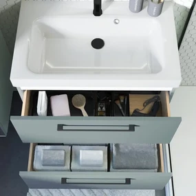 Mobile da bagno sotto lavabo SENSEA Remix verde laminato opaco L 75 x H 58 x P 46 cm 2 cassetti, lavabo non incluso