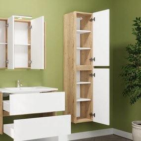 Kamalu - Composizione bagno 80 cm rovere naturale e bianco lucido | LAC-AMFI-80RB
