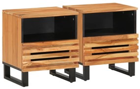 Comodini 2pz 40x34x46 Cm İn Legno Massello Di Acacia /