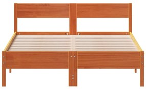 Giroletto con testiera marrone cera 140x190 cm massello pino