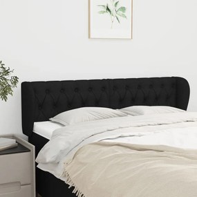 Testiera Ad Orecchio Nera 163x23x78/88 Cm İn Tessuto /