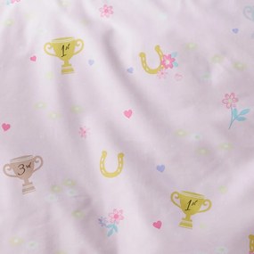Lenzuolo con angoli per bambini rosa per letto singolo 90x190 cm Happy Horses – Catherine Lansfield