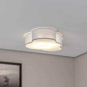 TK Lighting Plafoniera Cloud, blu, 63 cm di lunghezza, tessuto, nuvola, E27