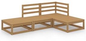 Set divani da giardino 4 pz miele in legno massello di pino