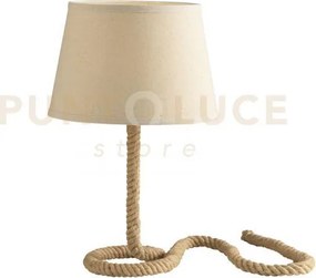 Lampada da tavolo rope canapa 1 luce attacco e27 30cm altezza 48cm
