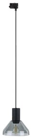 Lampadario a sospensione con filo per sistema a binario trifase NEO 1xE27/15W/230V nero/fumé nero