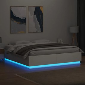 Giroletto con luci led bianco 180x200 cm in legno multistrato