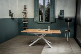 Tavolo rettangolare allungabile 90x140/190 Rovere con gambe incrociate bianche - Pulse