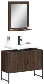 Set Mobili Da Bagno 2 Pz Rovere Marrone İn Legno Multistrato /