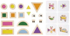 Gioco sensoriale in legno - blocchi e schede - 12 pezzi