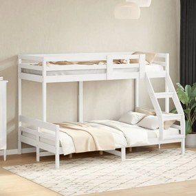 Letto A Castello 90x200/120x200cm Bianco Legno Massello Di Pino /