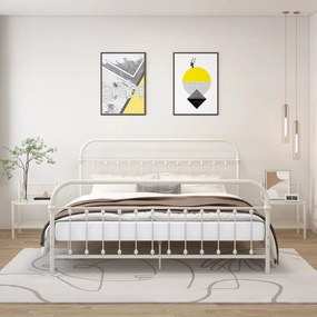 Comodini 2 Pz İn Metallo Bianco E Vetro Trasparente /