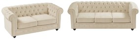 Divano 3 posti e 2 posti in Velluto Beige  - CHESTERFIELD