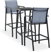 Set Bar da Giardino 3 pz Nero e Grigio 3073573