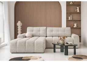 Divano angolare componibile beige allungabile/con contenitore (con penisola a sinistra) Lulu – Miuform