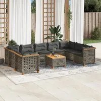 Set Divano da Giardino 10 pz con Cuscini Grigio in Polyrattan 3261987