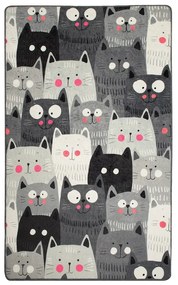Tappeto antiscivolo grigio per bambini , 140 x 190 cm Cats - Conceptum Hypnose