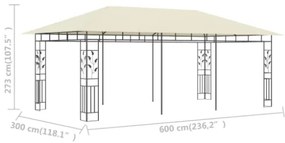 Gazebo con Zanzariera 6x3x2,73 m Crema