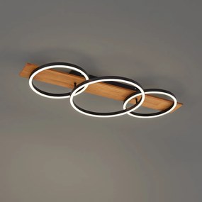 Plafoniera di design nera rotonda con LED dimmerabile a 3 livelli 3 luci - Nimue