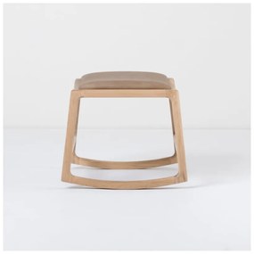 Pouf con struttura in rovere massiccio e dettagli in pelle di bufalo marrone Dedo - Gazzda