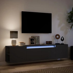 Mobile tv a parete con led nero 180x31x39,5 cm