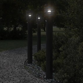 Lampada Da Terra Per Esterni Sensore Nera 110 Cm İn Acciaio /