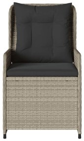 Sedie da giardino reclinabili 2 pz grigio chiaro polyrattan