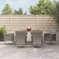 Set da Pranzo da Giardino 7 pz con Cuscini in Polyrattan Grigio 3187367